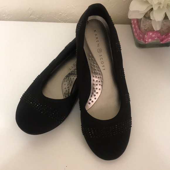 KAREN SCOTT Black Rhinestone Slip On Shoes. Size 7.5 - Picture 1 of 12